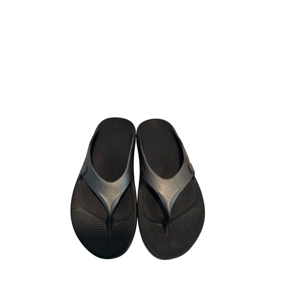 Oofos Ooriginal Thong Sandals Mens Size 8 Black With Gray Logo Recovery Footwear - Picture 6 of 12